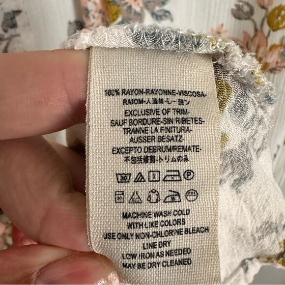 Free People White Gardenia Retro Print Swing Tunic Crepe Boho Dress Size Large - Picture 15 of 16